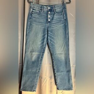 WHBM Faux Rhinestone Button Fly (Has Zipper) - The Sculpt Straight Leg (Worn X1)